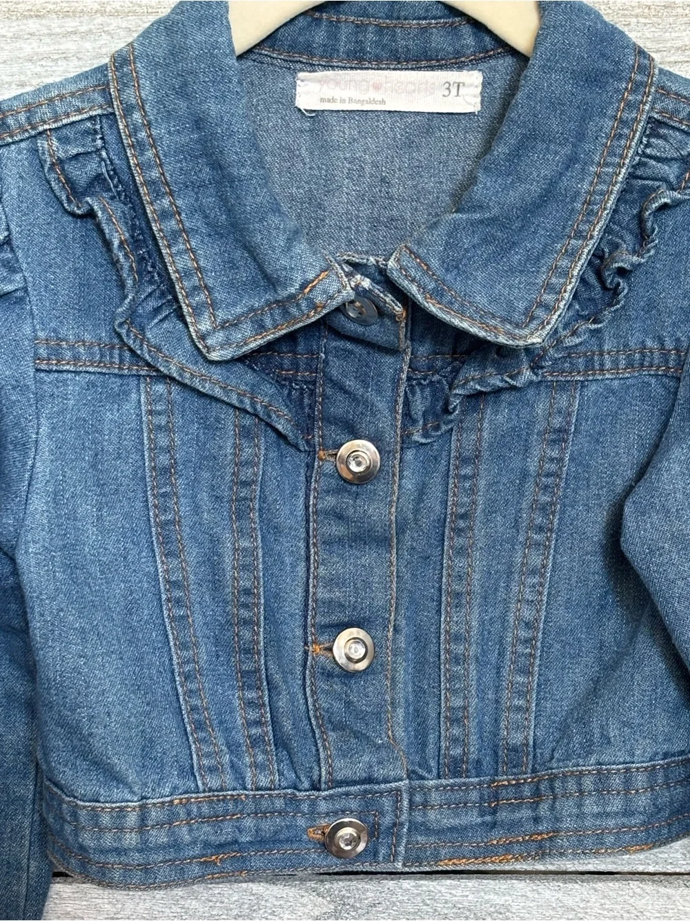 Custom JOHNNY CASH Young Hearts Hand-sewn Girly Cropped Denim Jacket SZ3 Toddler